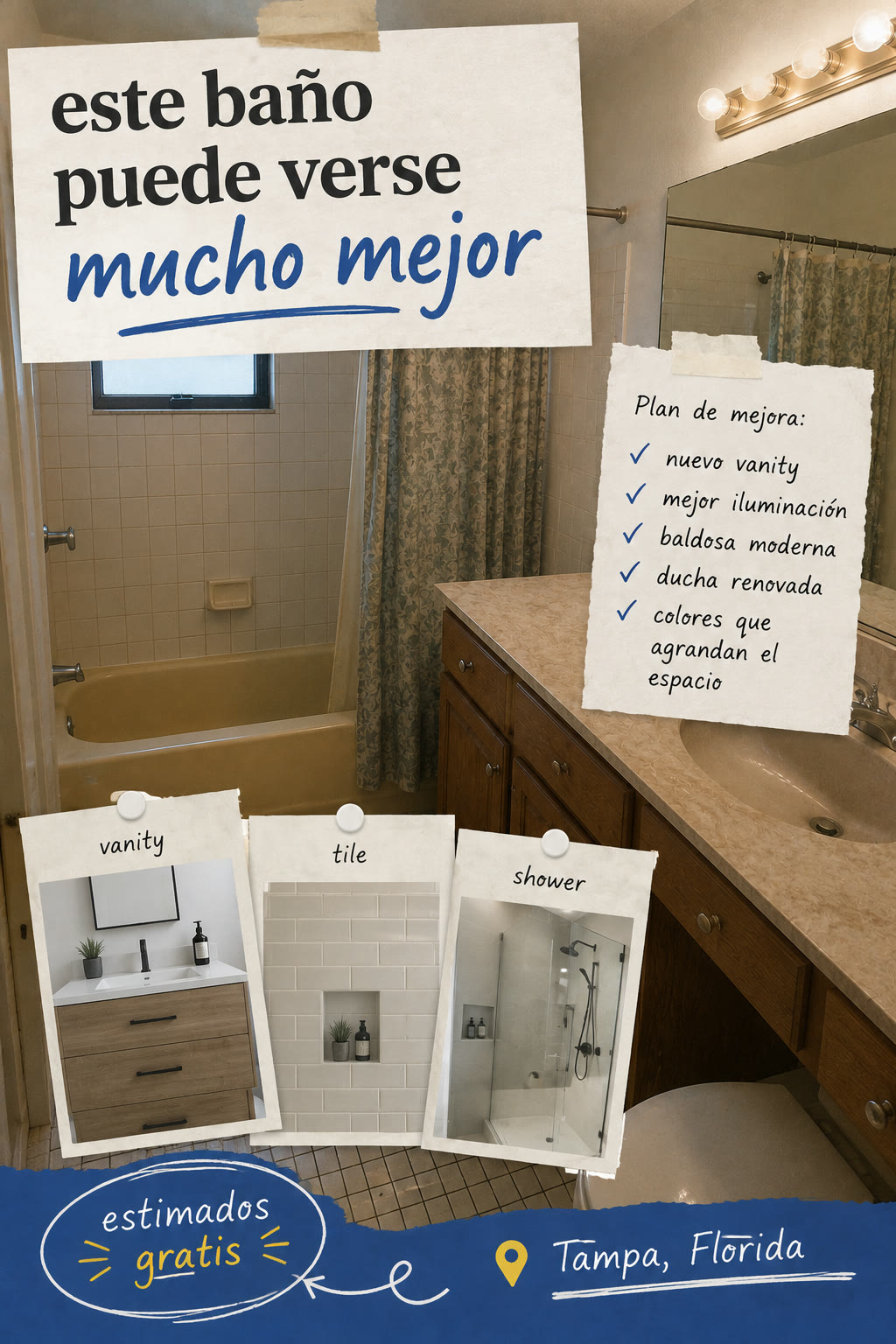 Anuncio real de remodelación de baño